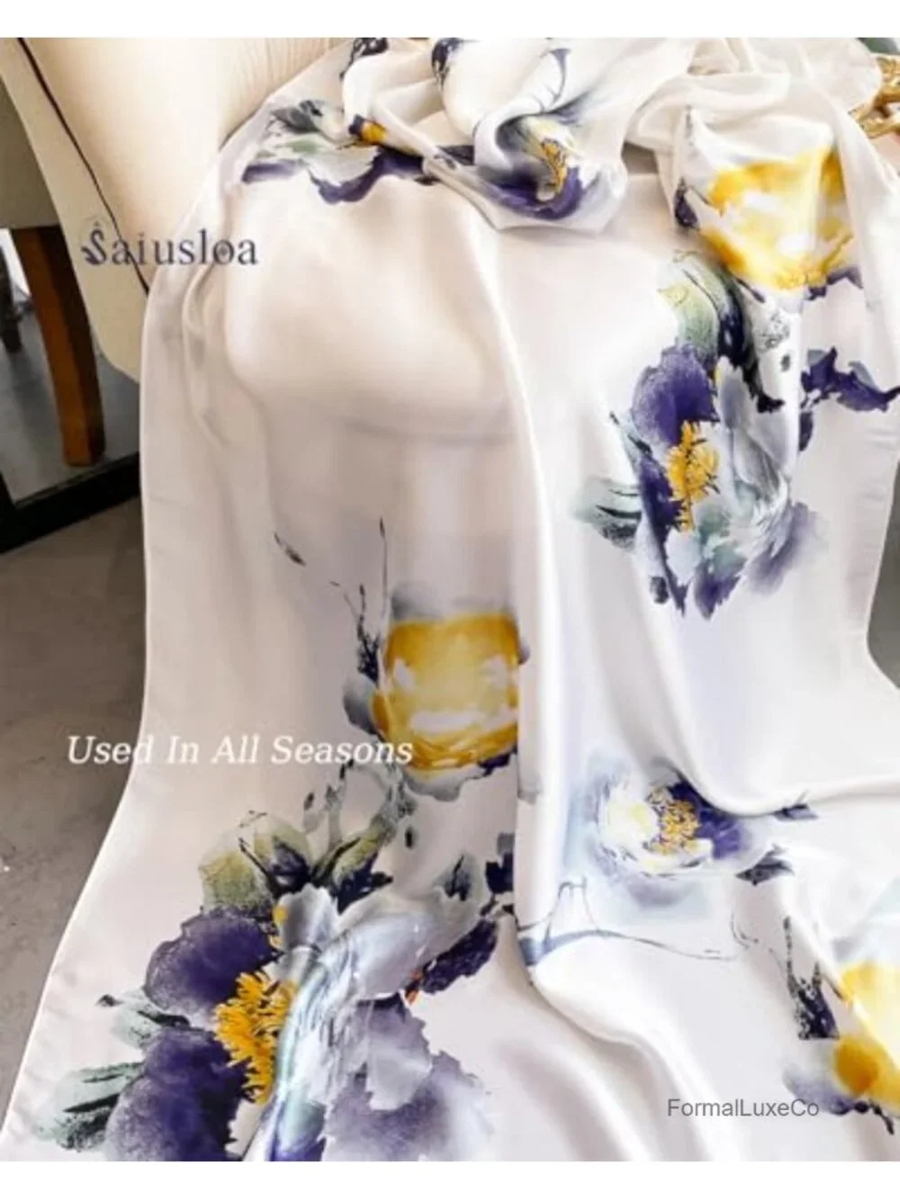 Long Silky Satin Scarf Shawl Wrap Dressy Lightweight for Women